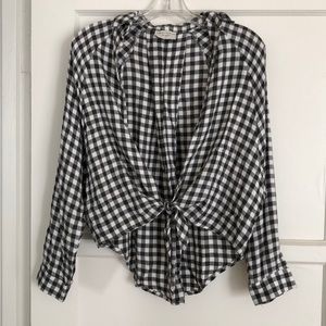 Tie front gingham shirt